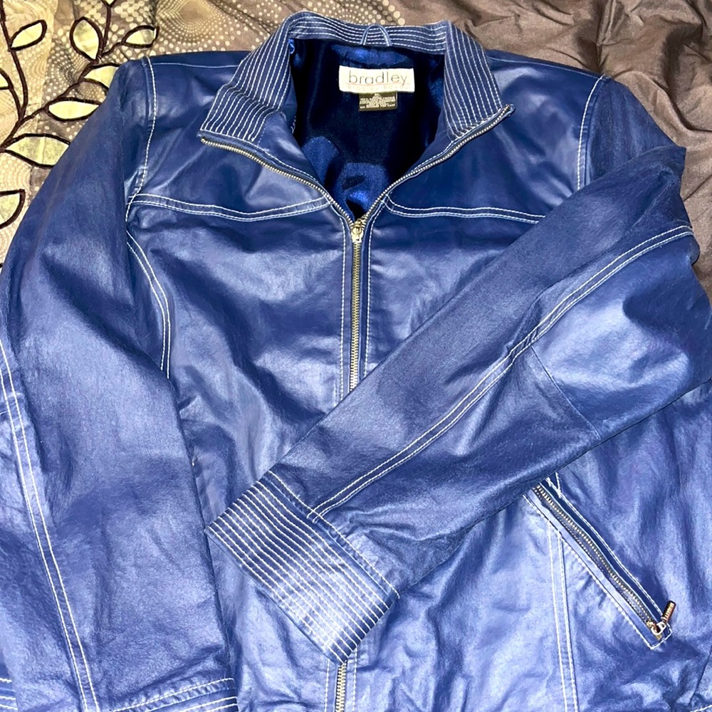 Blue leather jacket and RED butter leather Scully coat